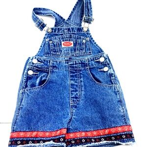 Revolt Denim Overall Shorts Size 4 Girls Children Trim Vintage Pockets